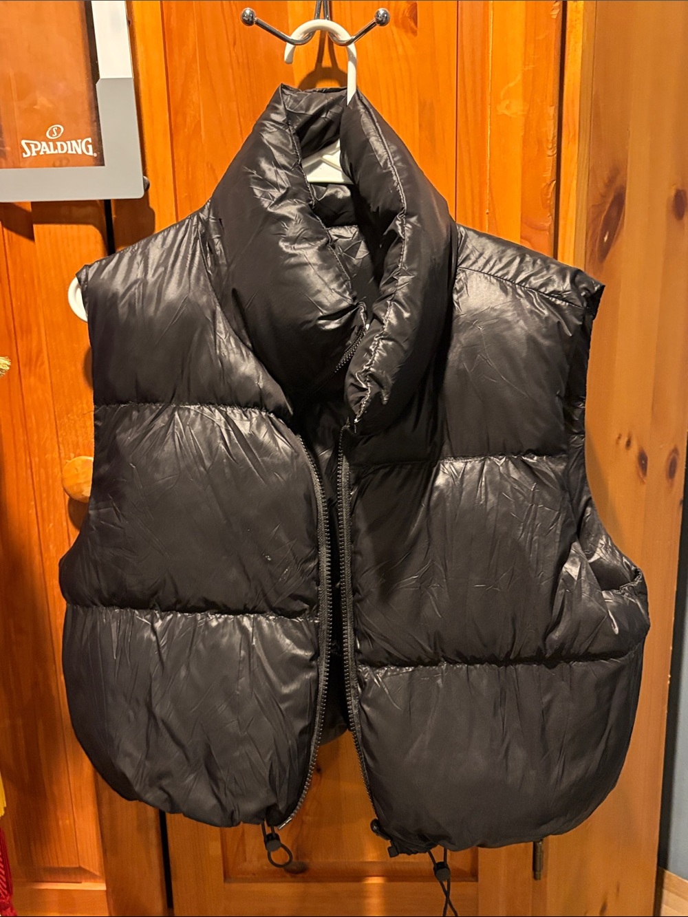 Black Quilted Puffer Vest with High Collar